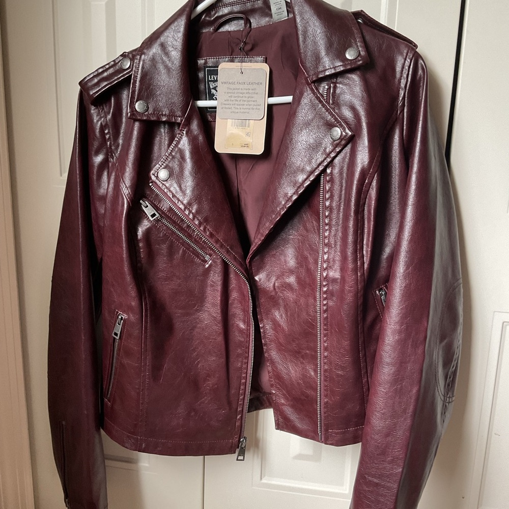 NWT Women’s Levi's Burgundy Faux Leather Moto Jacket